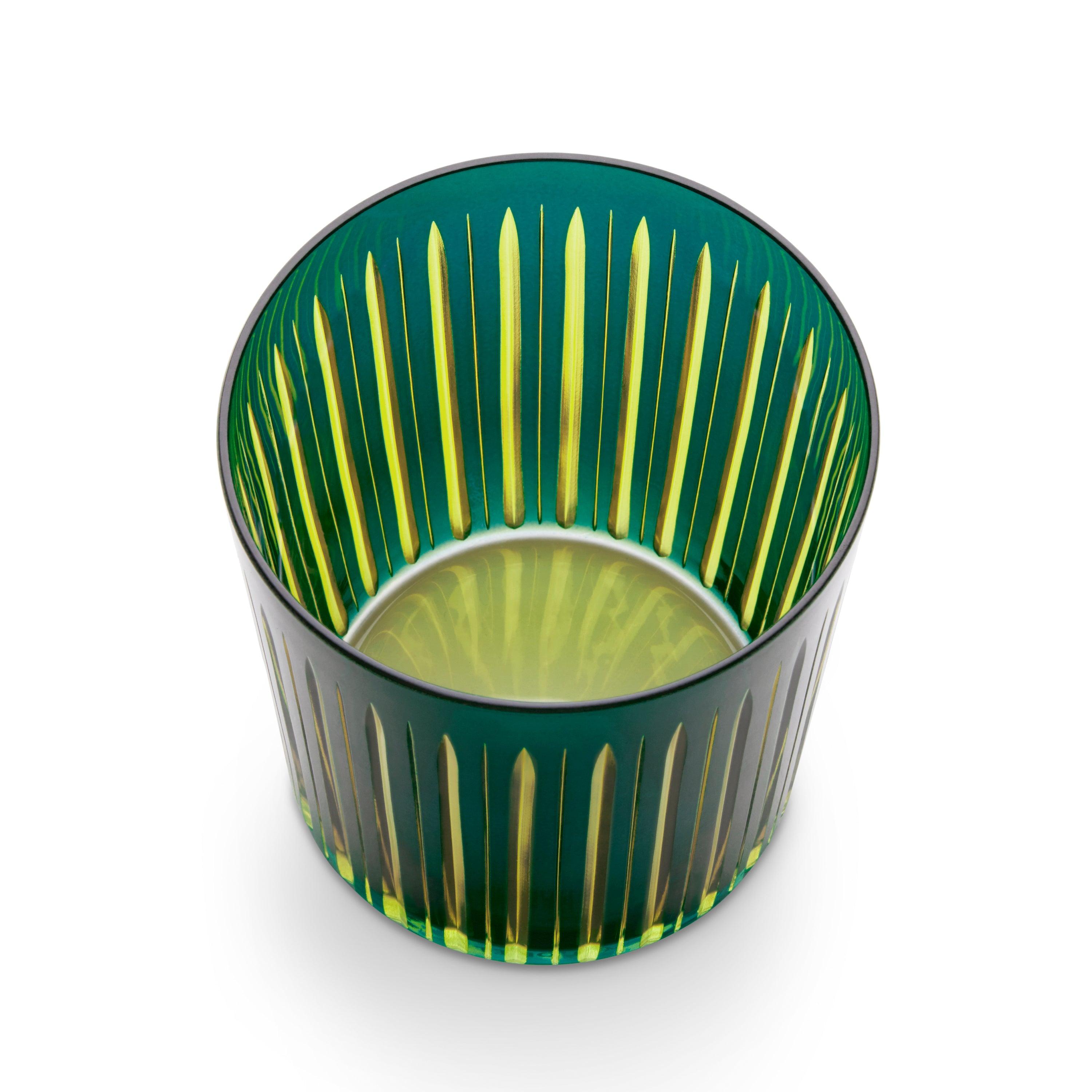 Premium Green Prism Double Old Fashioned Glasses - Set of 4 Crystal Whiskey Glasses for Cocktails, Bourbon & Scotch - Perfect for Home Bars, Parties & Gifts