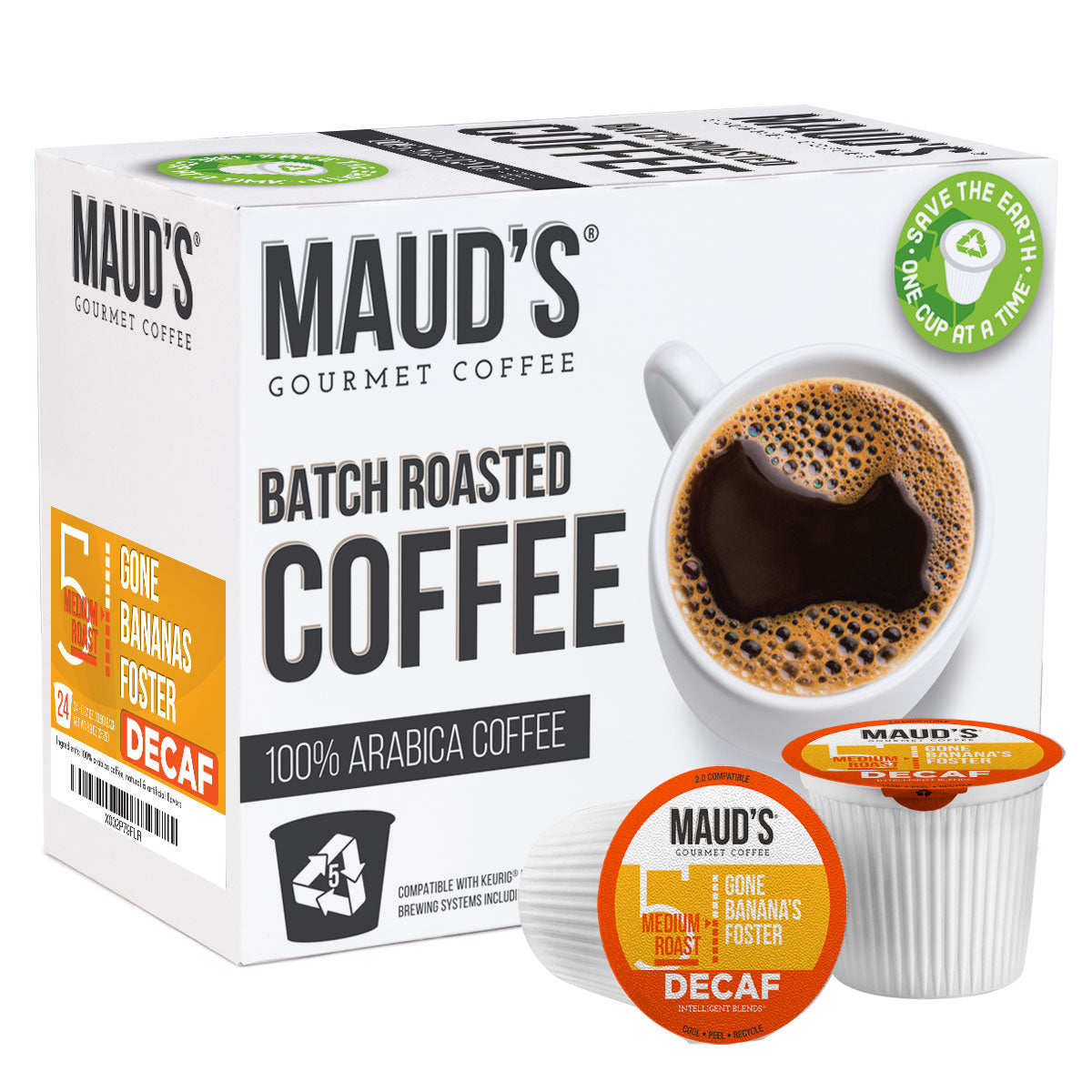 Maud's Decaf Banana Foster Flavored Coffee Pods - Single Serve K-Cup Compatible - Rich & Smooth Decaffeinated Coffee - Perfect for Morning Brews & Afternoon Relaxation