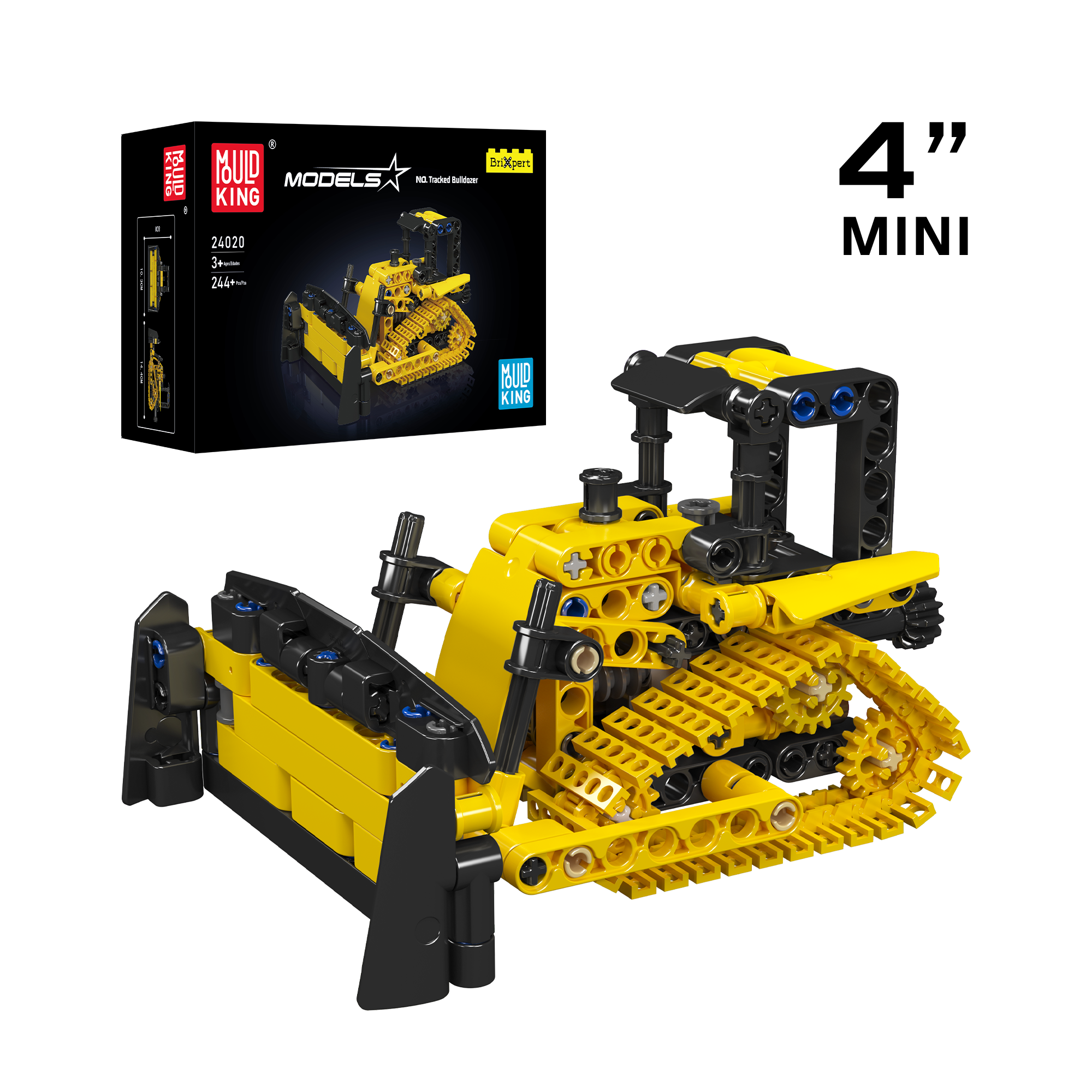 Mould King 24020 Crawler Bulldozer Building Toy Set - 244 PCS Construction Engineering Blocks for Kids & Adults | STEM Educational Toys for Creative Play, Birthday Gifts, and DIY Model Building Projects
