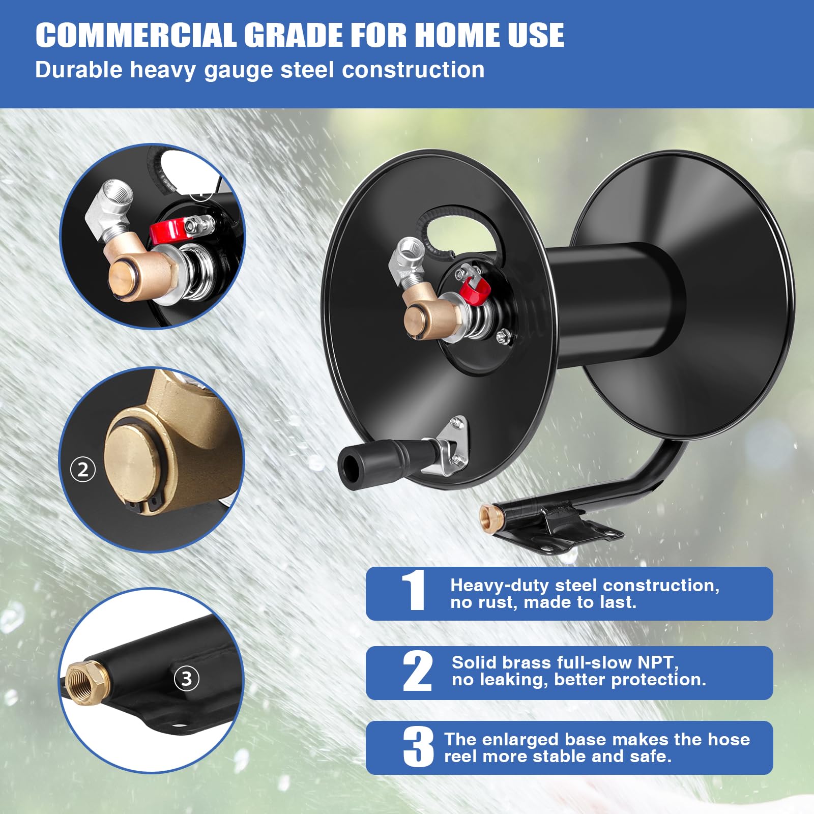 **4000PSI Heavy Duty Pressure Washer Hose Reel - 100ft x 3/8