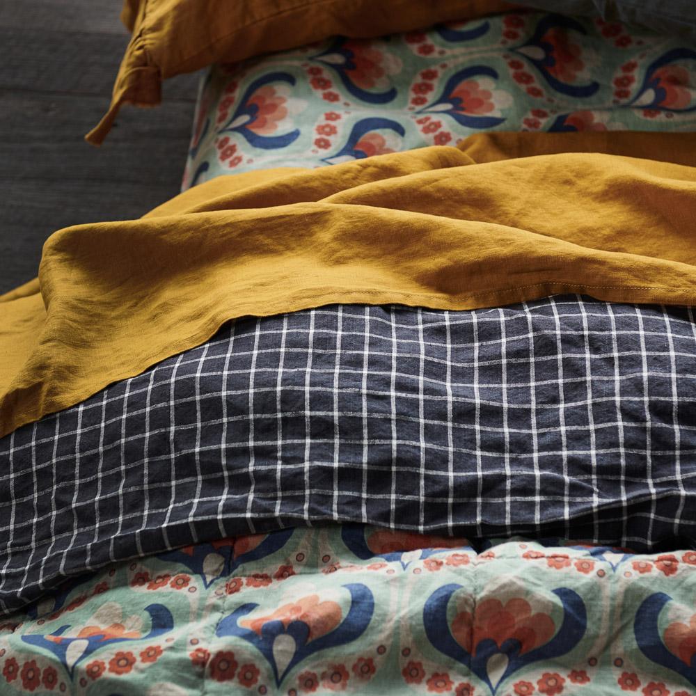 100% Pure Linen Flat Sheet with Turmeric Dye | Organic & Hypoallergenic Bedding | Perfect for Eco-Friendly Homes & Spa Retreats