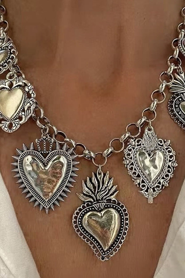 Vintage Religious Sacred Heart Pendant Necklace - Sterling Silver Chain for Women - Perfect for Church, Weddings & Spiritual Gifts