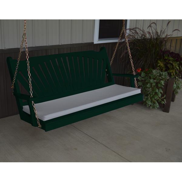 Yellow Pine Fan Back Style Porch Swing - Outdoor Patio Hanging Chair for Garden, Backyard, Deck & Porch Relaxation