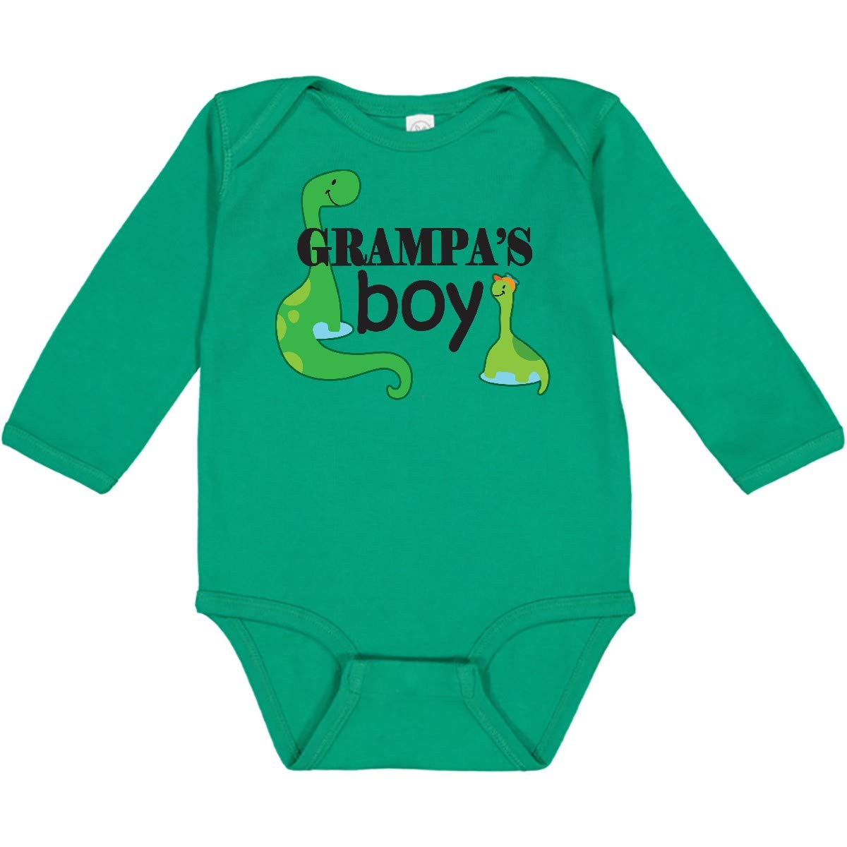 Inktastic Grampa's Boy Grandson Dinosaur Print Long Sleeve Baby Creeper - Soft & Comfortable Outfit for Infants, Toddler Boys - Perfect for Playtime, Family Photos & Casual Wear