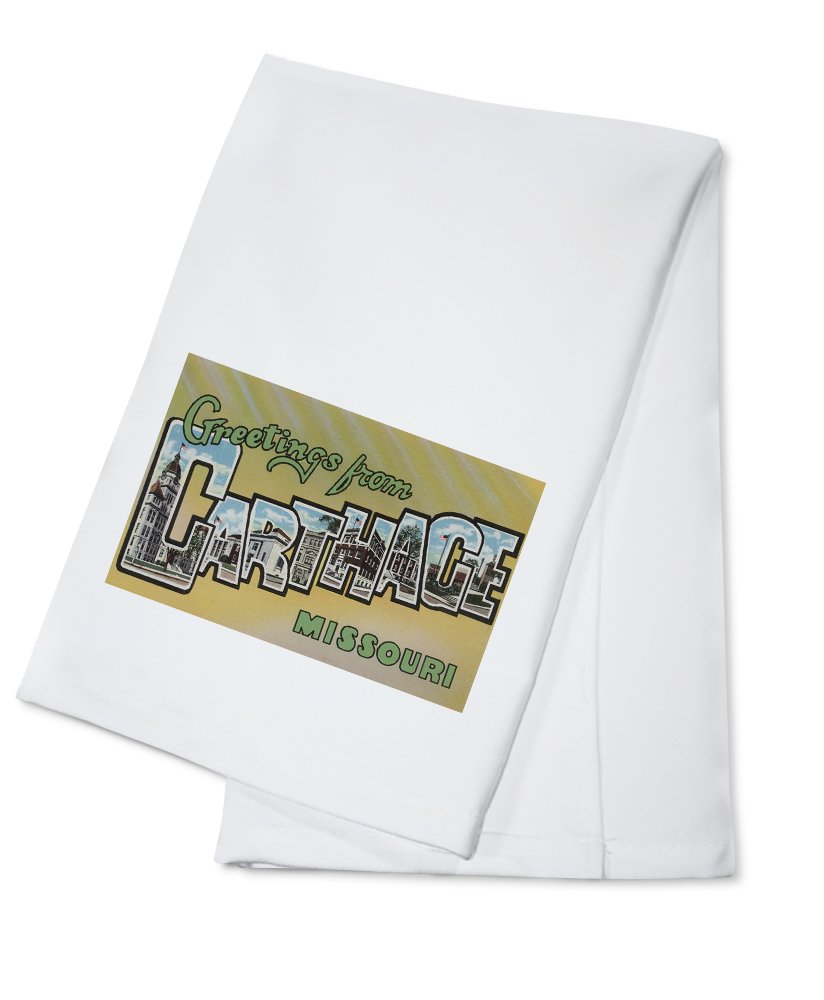 100% Cotton Tea Towel - Decorative Hand Towel for Kitchen & Home | Greetings from Carthage, Missouri | Perfect for Dish Drying, Gift Giving & Farmhouse Decor