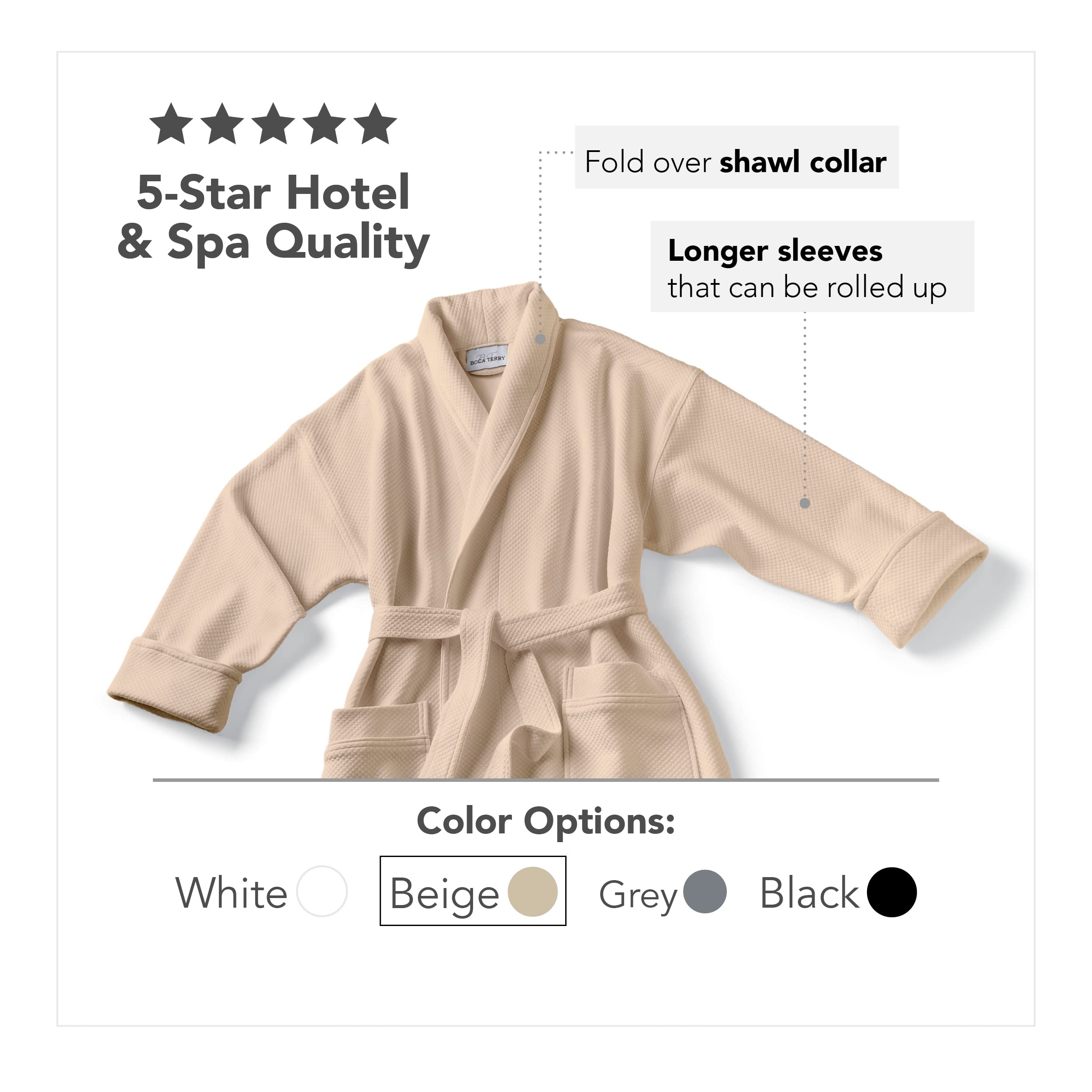 Boca Terry Men's Soft Waffle Knit Robe - Long Plush Spa Bathrobe for Men - Luxury Hotel & Resort Wear - Perfect for Relaxation, Lounging & After Shower Comfort