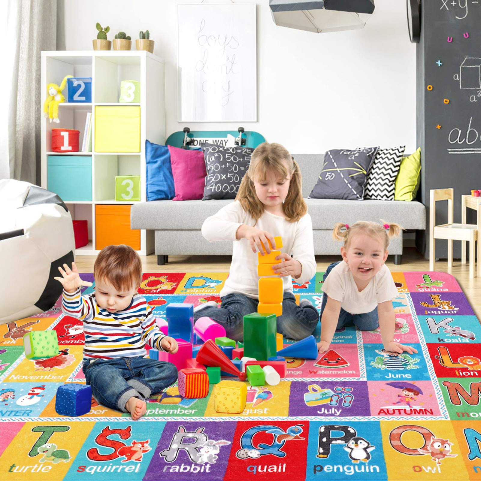 Kids Foam Puzzle Play Mat - Colorful Alphabet & Shapes Educational Rug for Classroom, Playroom & Bedroom | Non-Slip Exercise Mat for Toddler Learning & Playtime Activities