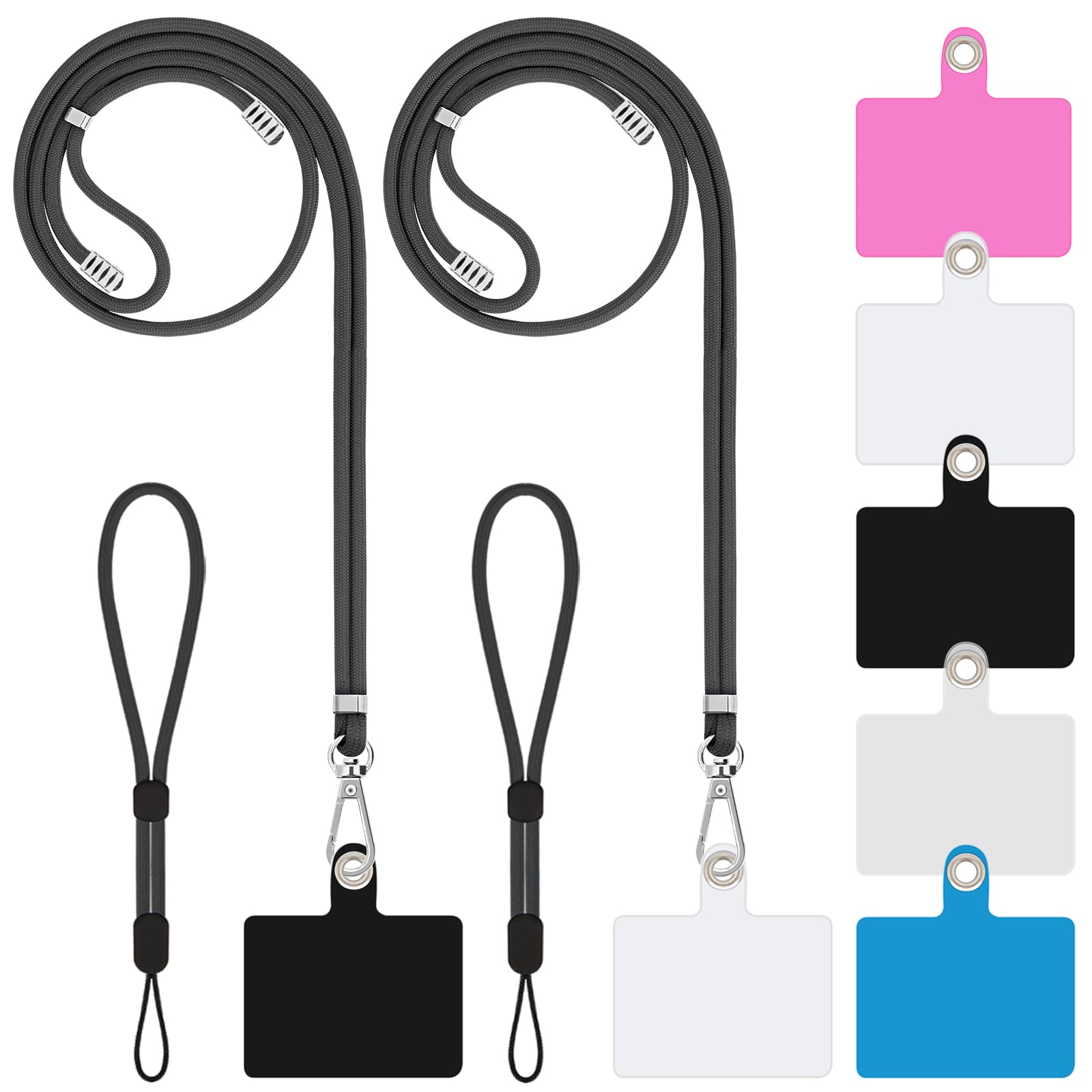 Universal 2-in-1 Crossbody Phone Lanyard for Women & Men - Adjustable Wrist Strap with 5 Secure Connectors - Compatible with iPhone, Samsung & Most Smartphones (Black) - Perfect for Travel, Shopping & Hands-Free Convenience