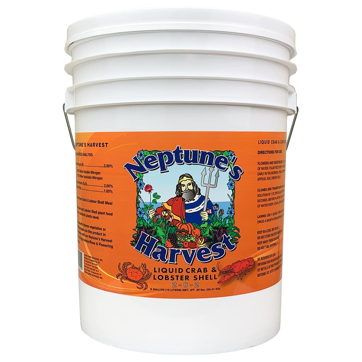 Organic Crab & Lobster Shell Fertilizer 5 Gallon Pail - Natural Plant Food for Vegetables, Flowers & Lawns - Boosts Growth & Soil Health (LCL150)