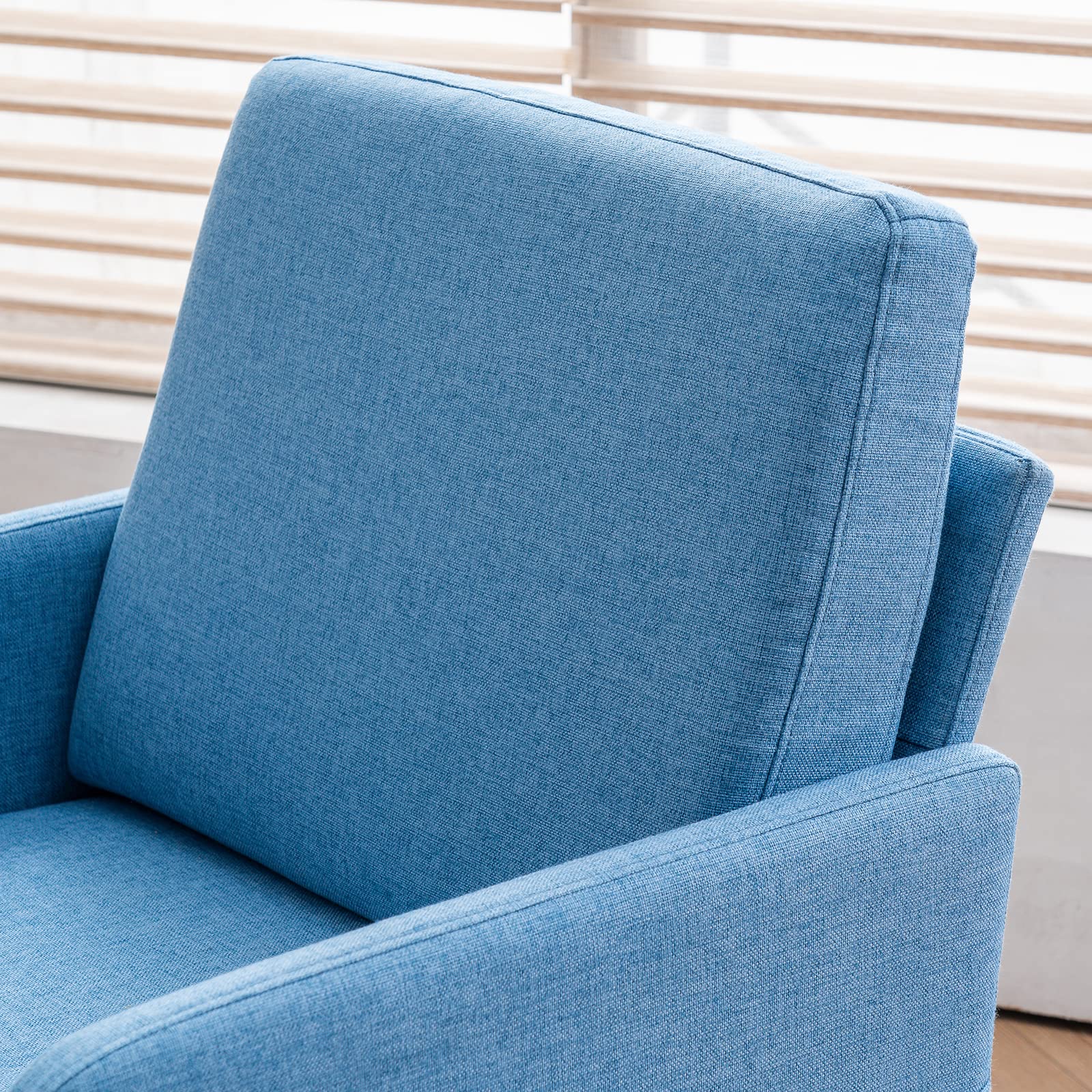 HomVent Upholstered Armchair with Slope Back & Black Metal Legs - Linen Fabric Living Room Chair with Padded Seat Cushion - Perfect for Lounge, Reading Nook & Home Office Decor