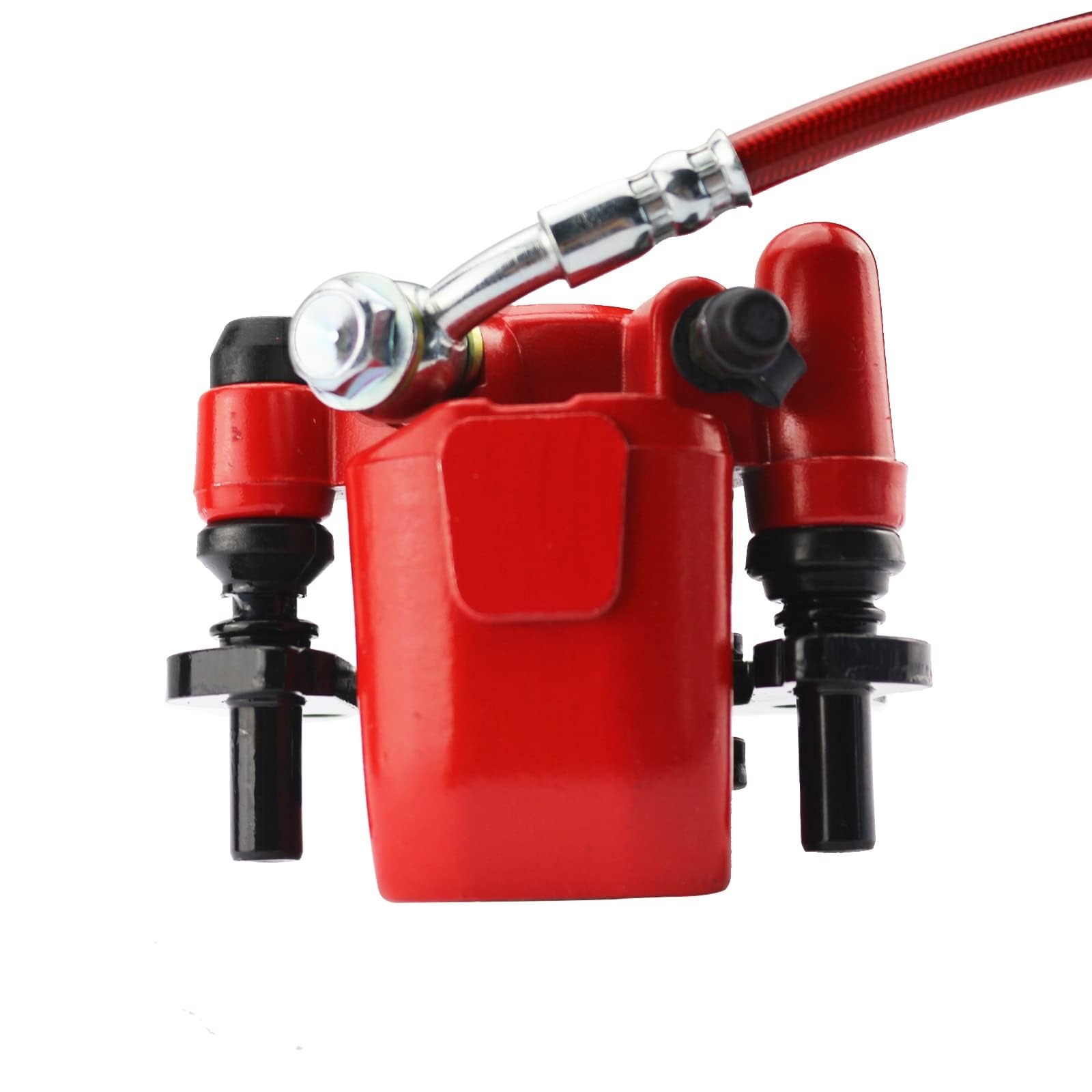PRO BAT Hydraulic Disc Brake Caliper System - Front & Rear ATV Hand Brake Master Cylinder with Brake Pads for 50cc-125cc Quad Bikes, Dirt Bikes & Buggy (Red) - Perfect for Off-Roading, Trail Riding & Adventure Sports