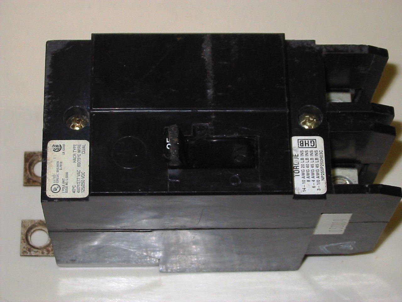 Eaton GHB2025 25A 2-Pole Bolt-On Circuit Breaker 277/480V - Perfect for Commercial Electrical Panels & Industrial Applications