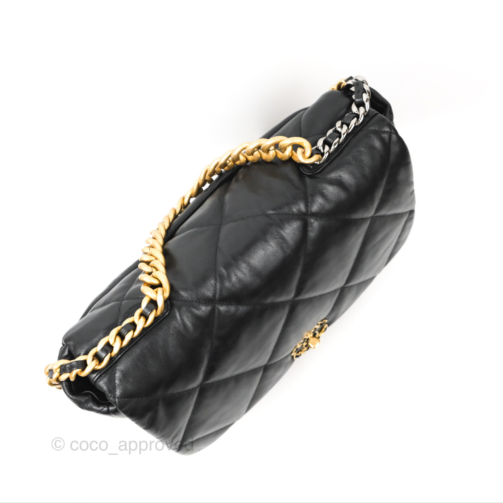 Chanel 19 Maxi Flap Bag Black Goatskin Leather with Mixed Metal Hardware - Luxury Designer Handbag for Women, Perfect for Evening Events & Special Occasions