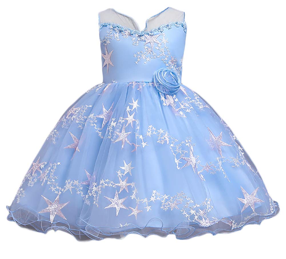 Summer Girls Lace Flower Dress for Kids - Princess Party & Wedding Outfit - Toddler Baby Girl Formal Occasion Dress for Birthday, Photoshoot & Special Events
