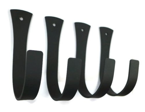 4-Pack Large Wrought Iron Wall Hooks for Coats, Hats & Accessories - Rustic Home Entryway & Mudroom Organization Decor