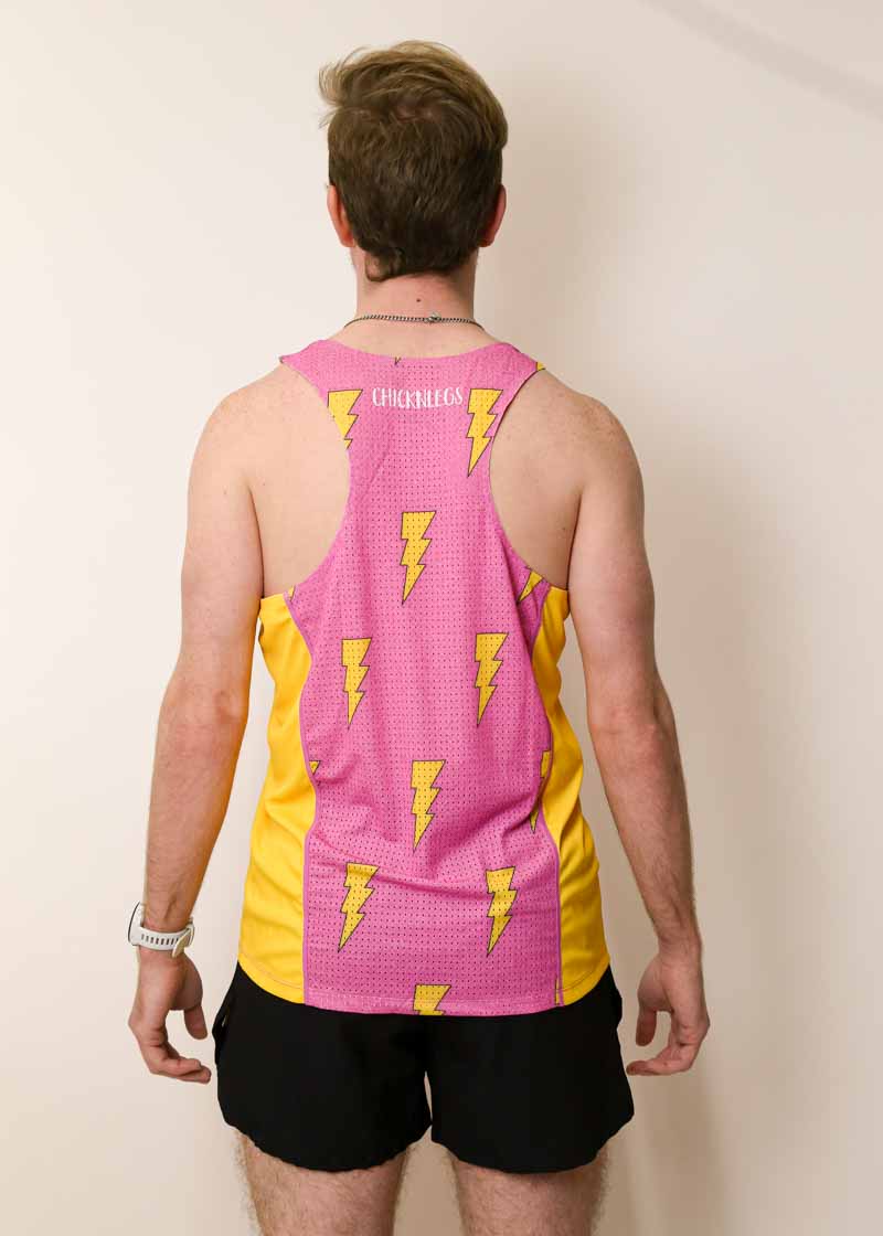 Men's Pink Bolts Performance Singlet - Breathable Workout Tank Top for Gym & Running - Ideal for CrossFit, Weightlifting & Athletic Training