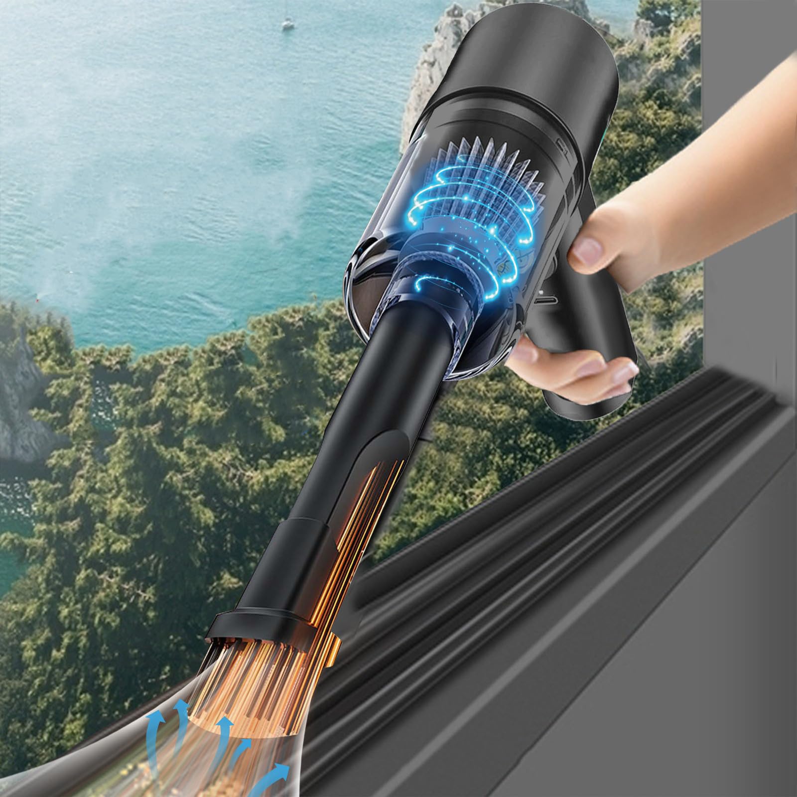4000Pa Powerful Handheld Car Vacuum Cleaner - 2-in-1 Mini Dust Buster with USB Light | Portable Auto Vacuum for Car Seats, Home & Office Use
