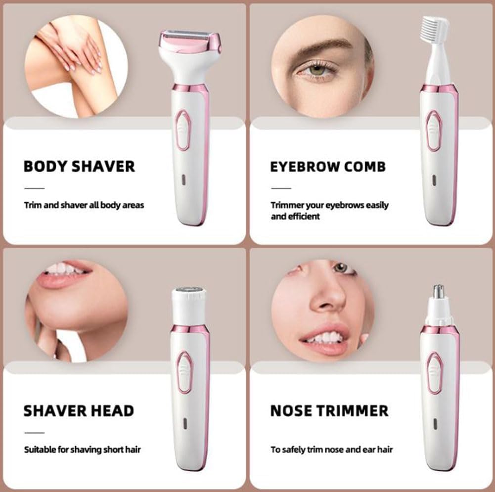 Taletseten 4-in-1 Electric Shaver for Women - Waterproof Lady Shaver with Comfort Grip & Variable Speed - Perfect for Legs, Underarms, Bikini Line & Full Body Hair Removal at Home or Travel