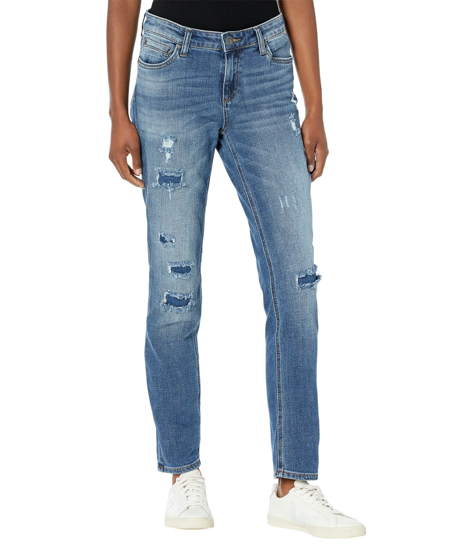 KUT from the Kloth Catherine Boyfriend Jeans - Women's High Waist Distressed Denim Pants for Casual Wear & Everyday Outfits