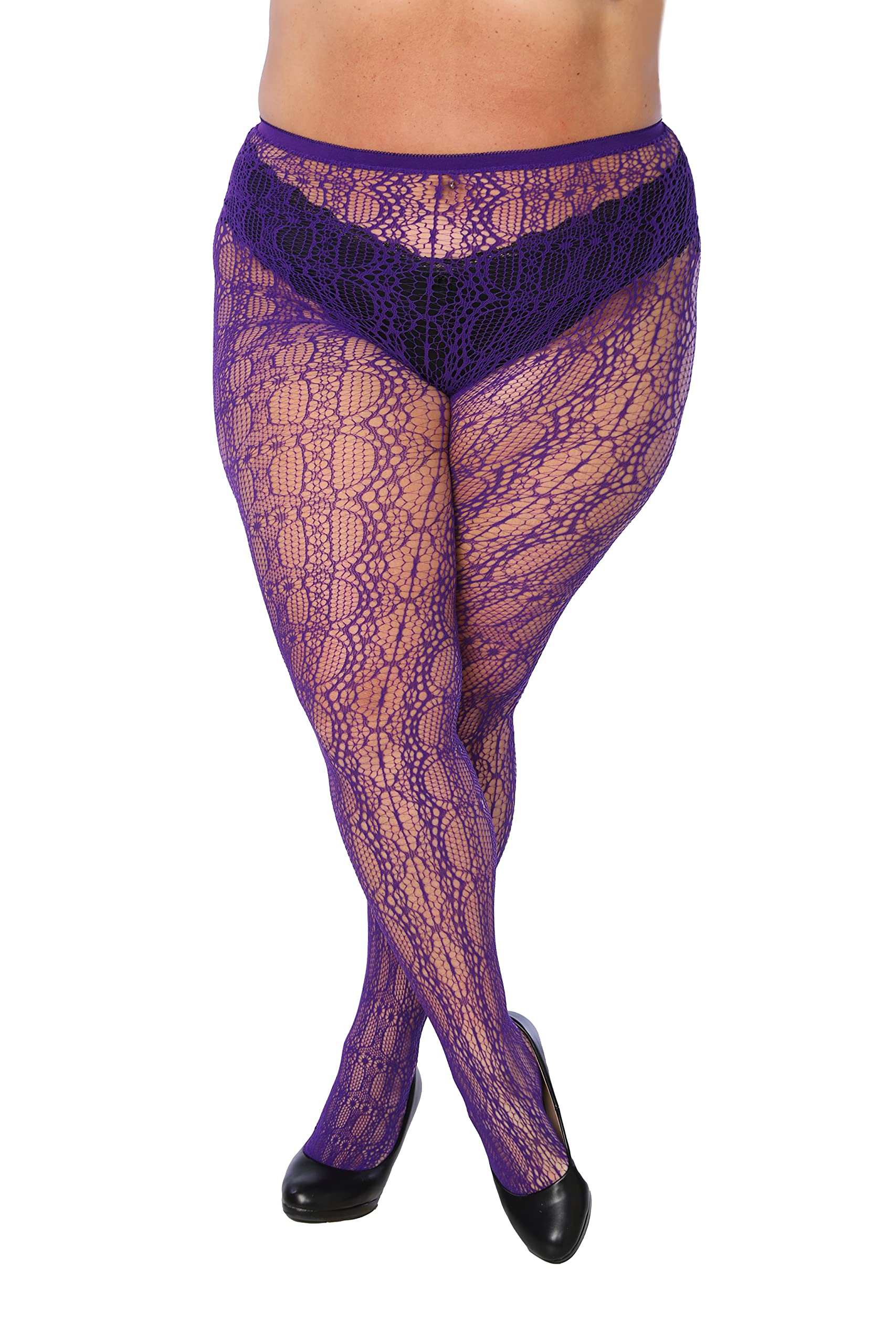 Frenchic Fishnet Women's Lace Stockings - Sexy Sheer Pantyhose for Regular & Plus Sizes (6-Pack) | Perfect for Halloween Costumes, Burlesque Shows & Date Night Outfits