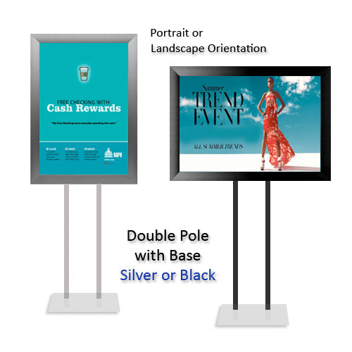 Double Pole Floor Stand 13x19 Sign Holder | 2.5