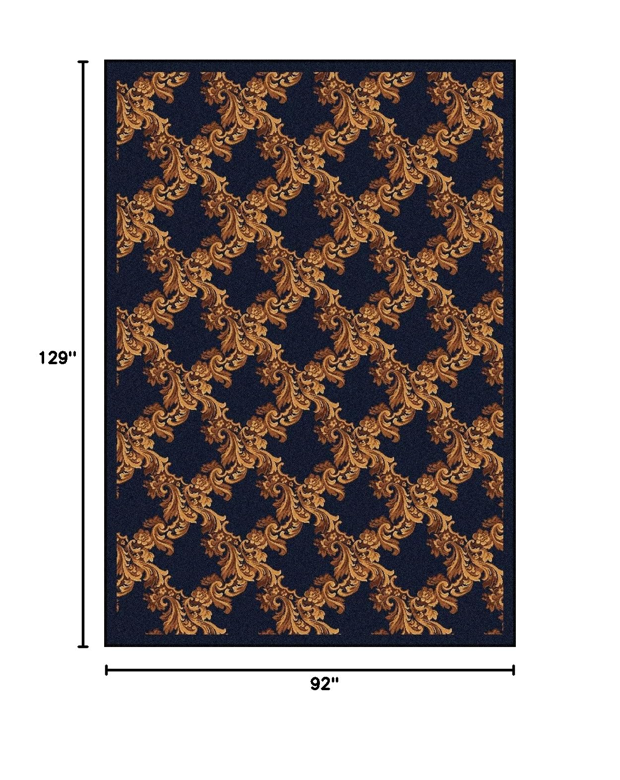 Joy Carpets Any Day Matinee Corinth Theater Area Rug - Navy Blue Non-Slip Living Room Rug for Home Theater, Bedroom & Dorm Decor
