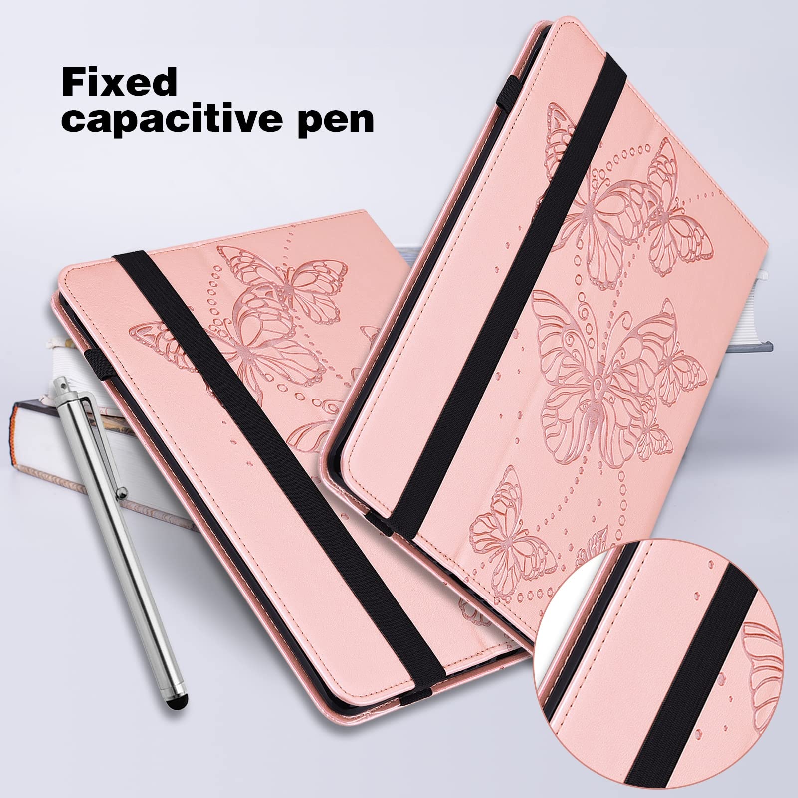 Premium Leather Tablet Case for Xiaomi Pad 6 with Embossed Butterfly Design - Slim Protective Cover for Work, Travel & Home Use