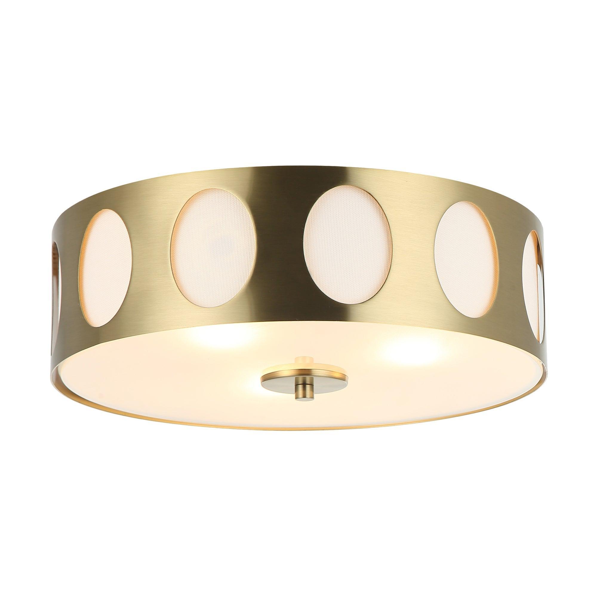 14 Inch Modern 3 Light Golden Flush Mount Ceiling Light Fixture - Perfect for Bedroom, Living Room, Dining Room & Hallway Lighting