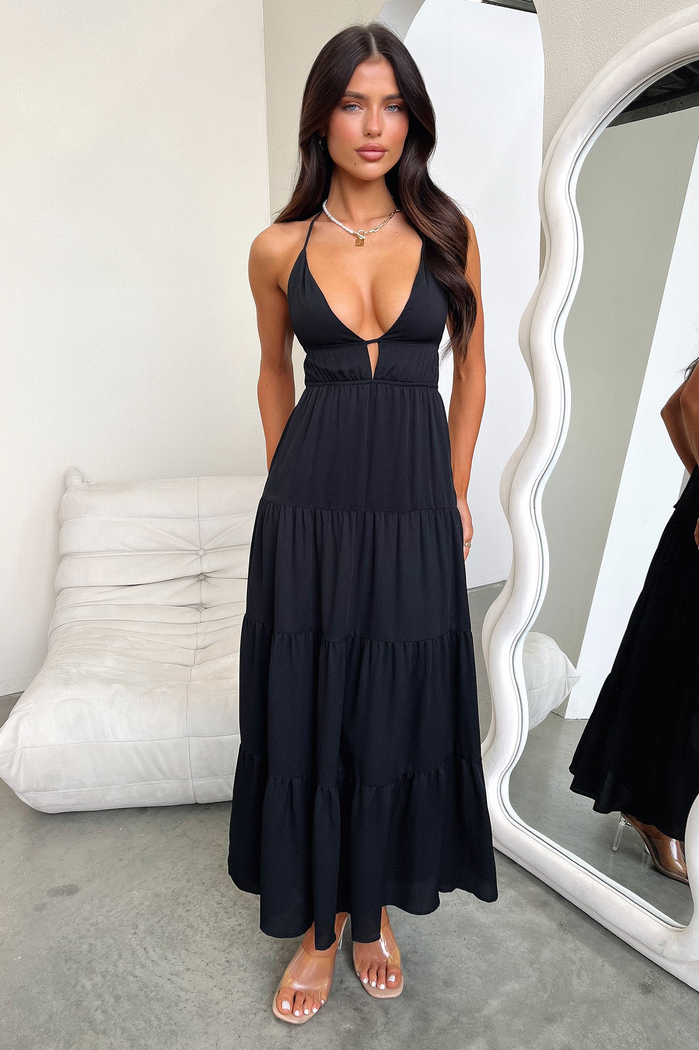 Amalie Maxi Dress for Women - Elegant Black Long Dress for Summer, Beach, Party & Evening Wear | Flowy & Comfortable