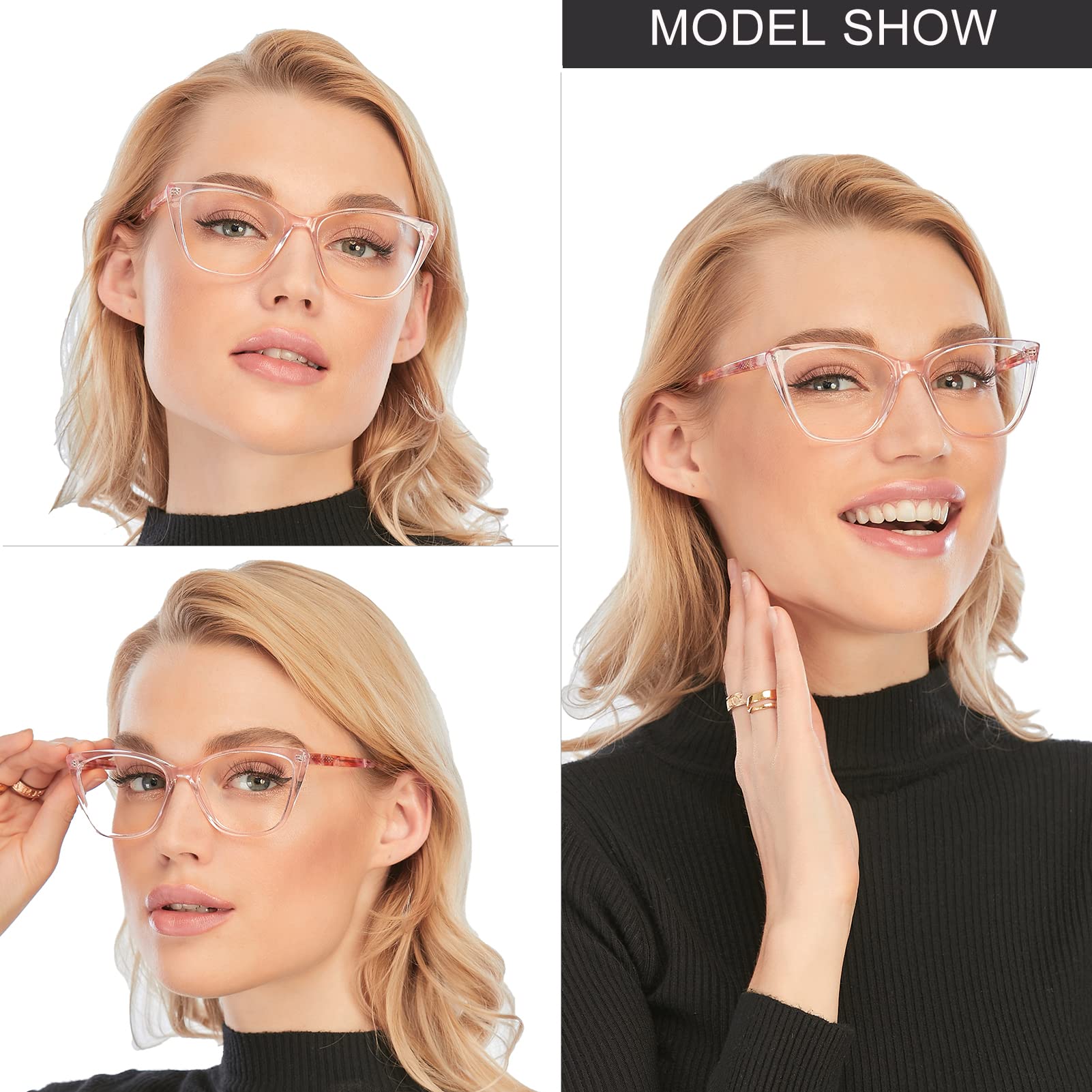 Stylish Cat Eye Computer Reading Glasses for Women - Oversized Blue Light Blocking Eyeglasses with Anti-UV400 Protection (1.5 Magnification, Pink) - Perfect for Office Work, Screen Time & Digital Eye Strain Relief