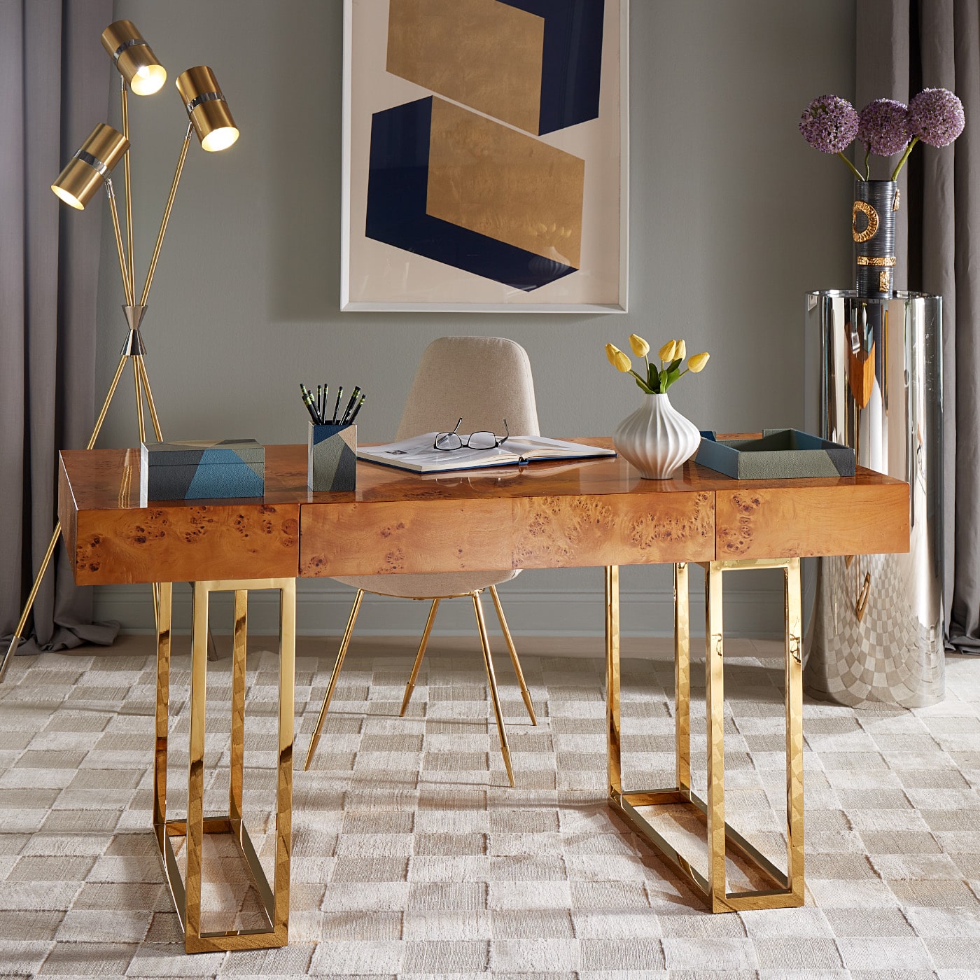 Premium Bond Executive Desk - Modern Office Desk with Durable Wooden Frame & Spacious Work Surface - Perfect for Home Office, Corporate Workspace & Professional Environments