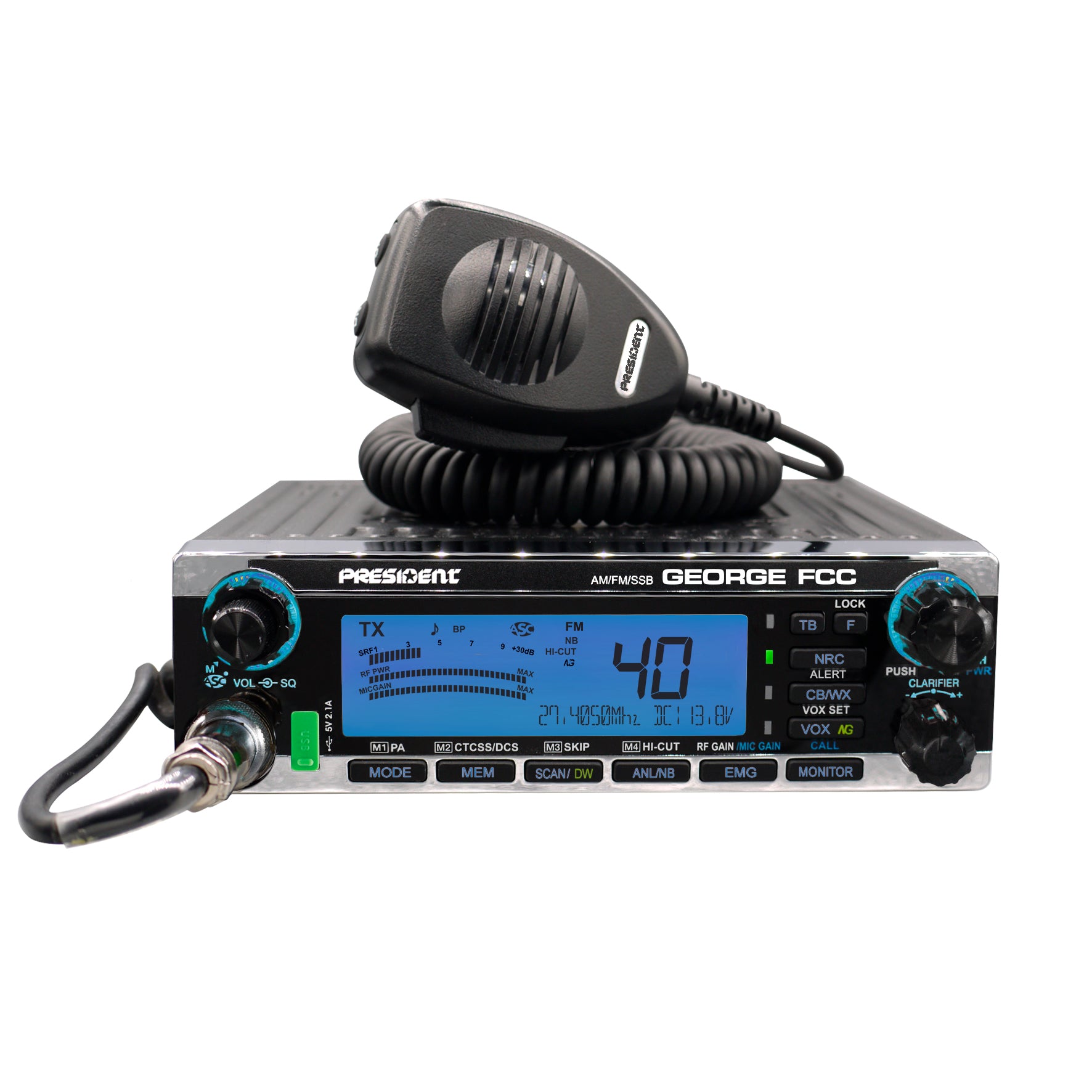 President George CB Radio - 40-Channel AM/FM Two-Way Radio with NOAA Weather Alerts for Truckers, Off-Roading & Emergency Communication