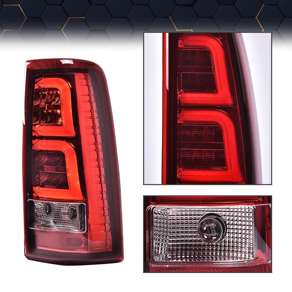 PIT66 LED Tail Lights for Chevy Silverado 2003-2006 - GM2800174 & GM2801174 Replacement - Red Lens with Wiring Harness - Upgrade for Better Visibility & Safety at Night