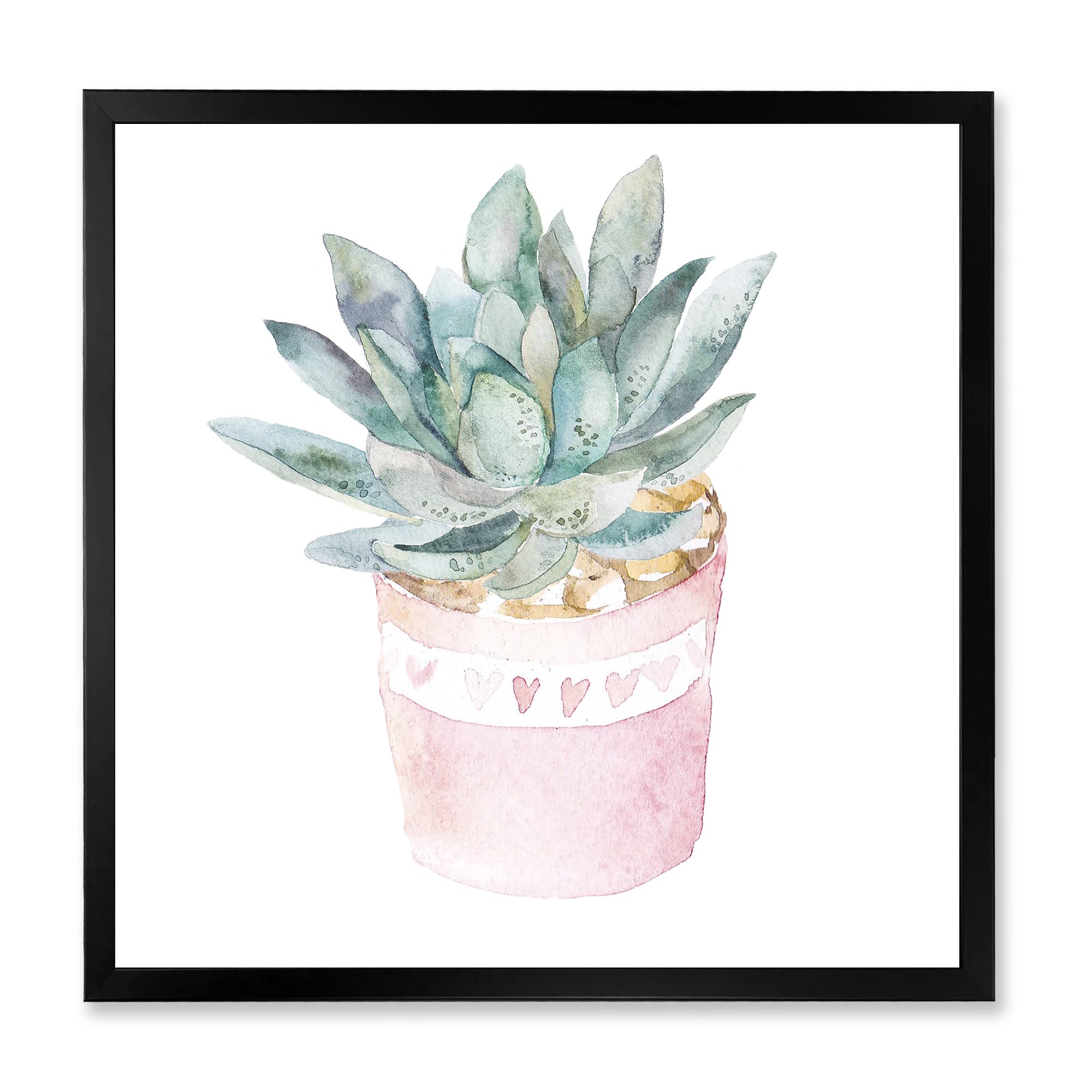 DesignQ Cactus and Succulent House Plants II Farmhouse Framed Wall Art - Botanical Decor for Living Room, Bedroom & Office - Perfect for Home, Apartment & Workspace Decor