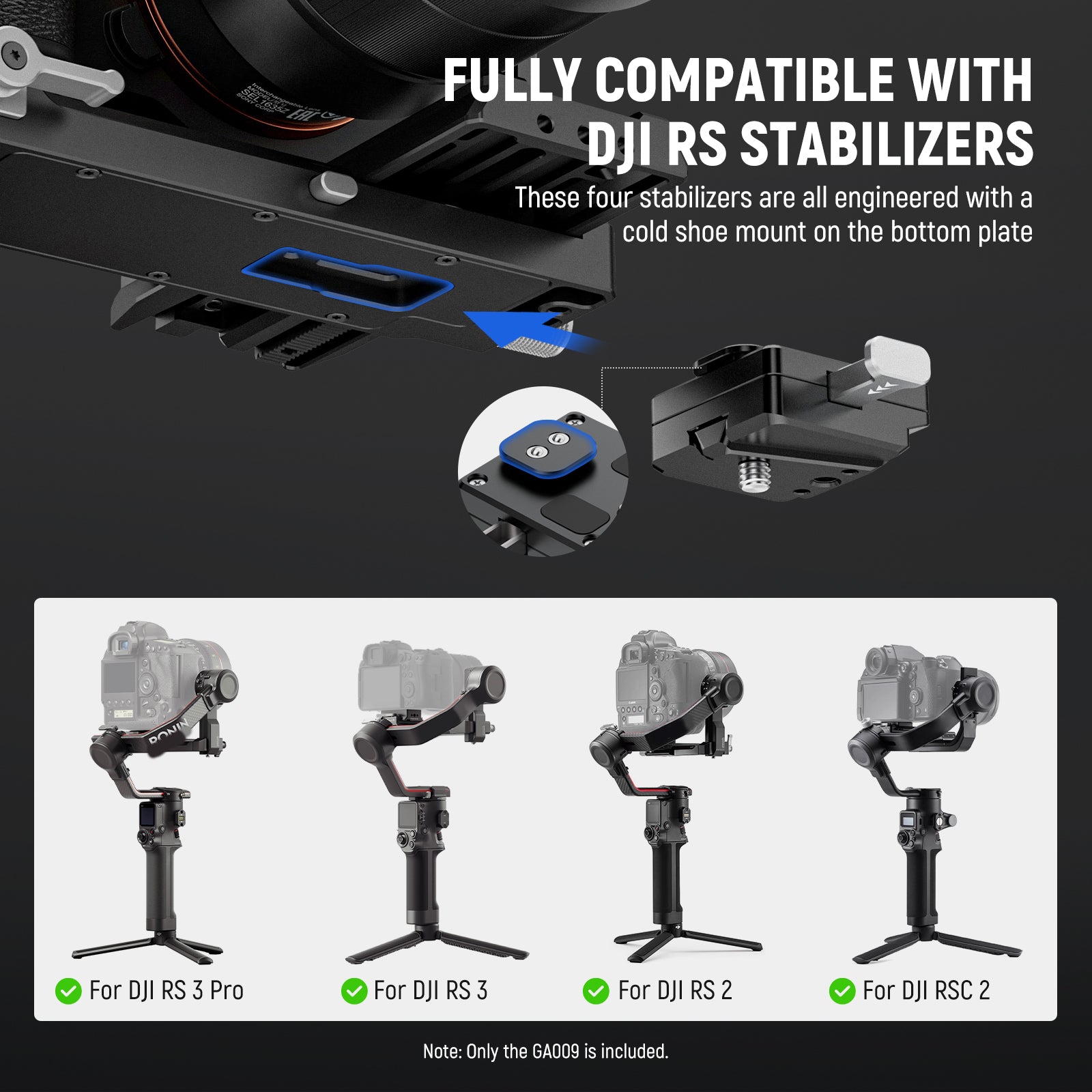 NEEWER GA009 Mini V Mount Battery Plate for DJI RS4 Pro, RS3 Pro, RS2, RSC2 Gimbal Stabilizers - Power Solution for Filmmaking & Vlogging