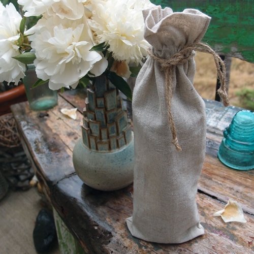 6 Pack Natural Linen Wine Bags with Drawstring - Single Bottle Tote for Wedding Favors, Party Gifts & Promotions - Reusable & Eco-Friendly (Only $12.9) - Perfect for Bridal Showers, Corporate Events & Holiday Gifting