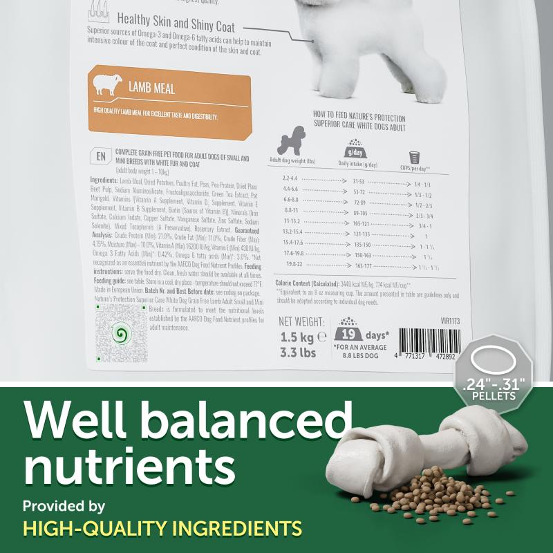 Premium Lamb Formula Small & Mini Breed Dog Food for Healthy Skin & Shiny Coat - Ideal for Adult Dogs with Sensitive Skin or Light Coats - Perfect for Daily Feeding & Grooming Care