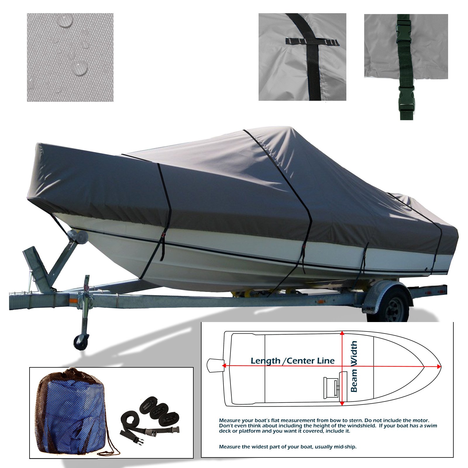 Trailerable Walk Around Cuddy Cabin Inboard Boat Cover - Fits Boats Up to 26'6