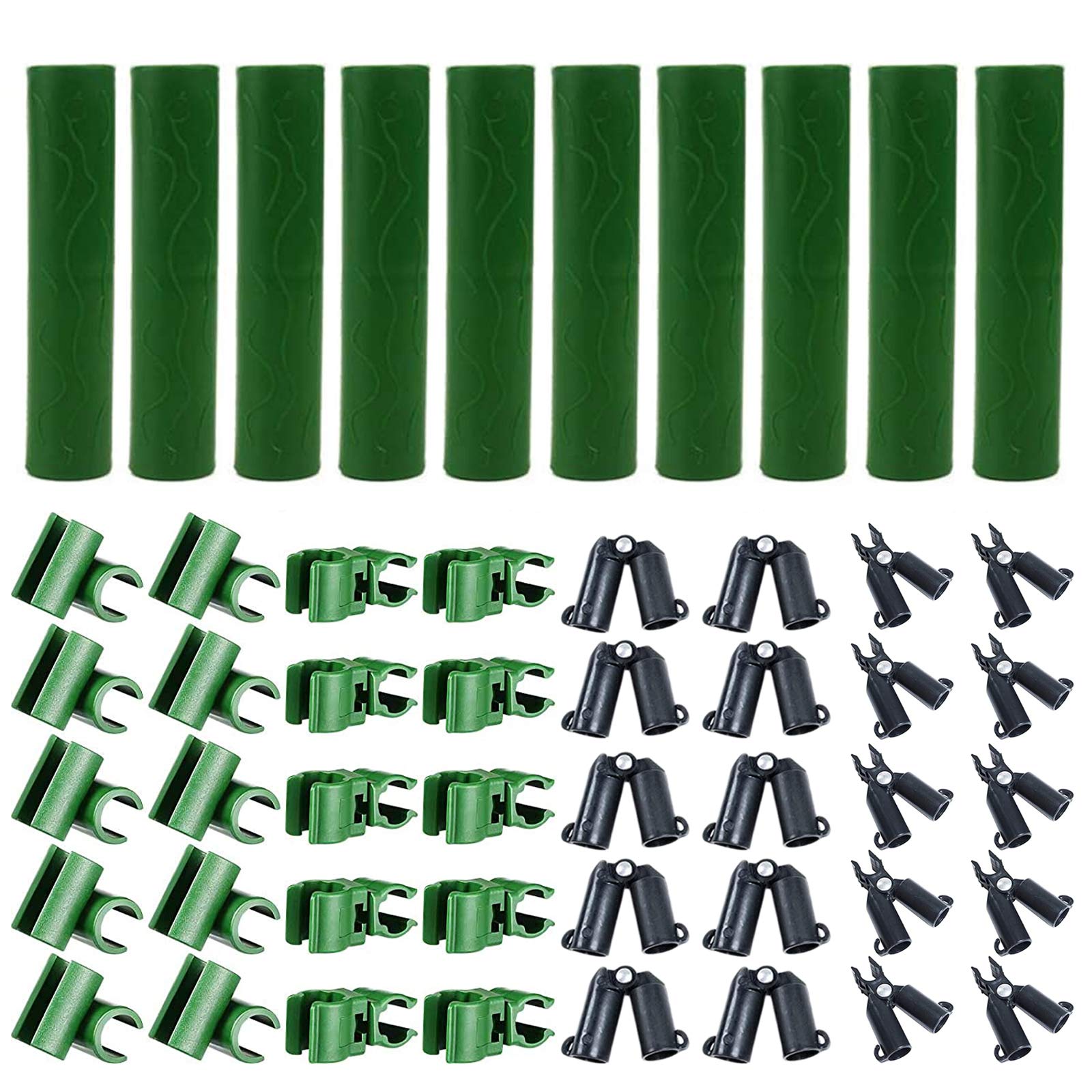 50 Pcs 5 Types 0.43 Inch Adjustable Plant Connectors - Garden Stake Connectors, Tube Joints, Cross-Buckle Fixing Clips for Fences, Vegetable Supports & Climbing Plants - Ideal for Greenhouse, Trellis & Vineyard Support Systems