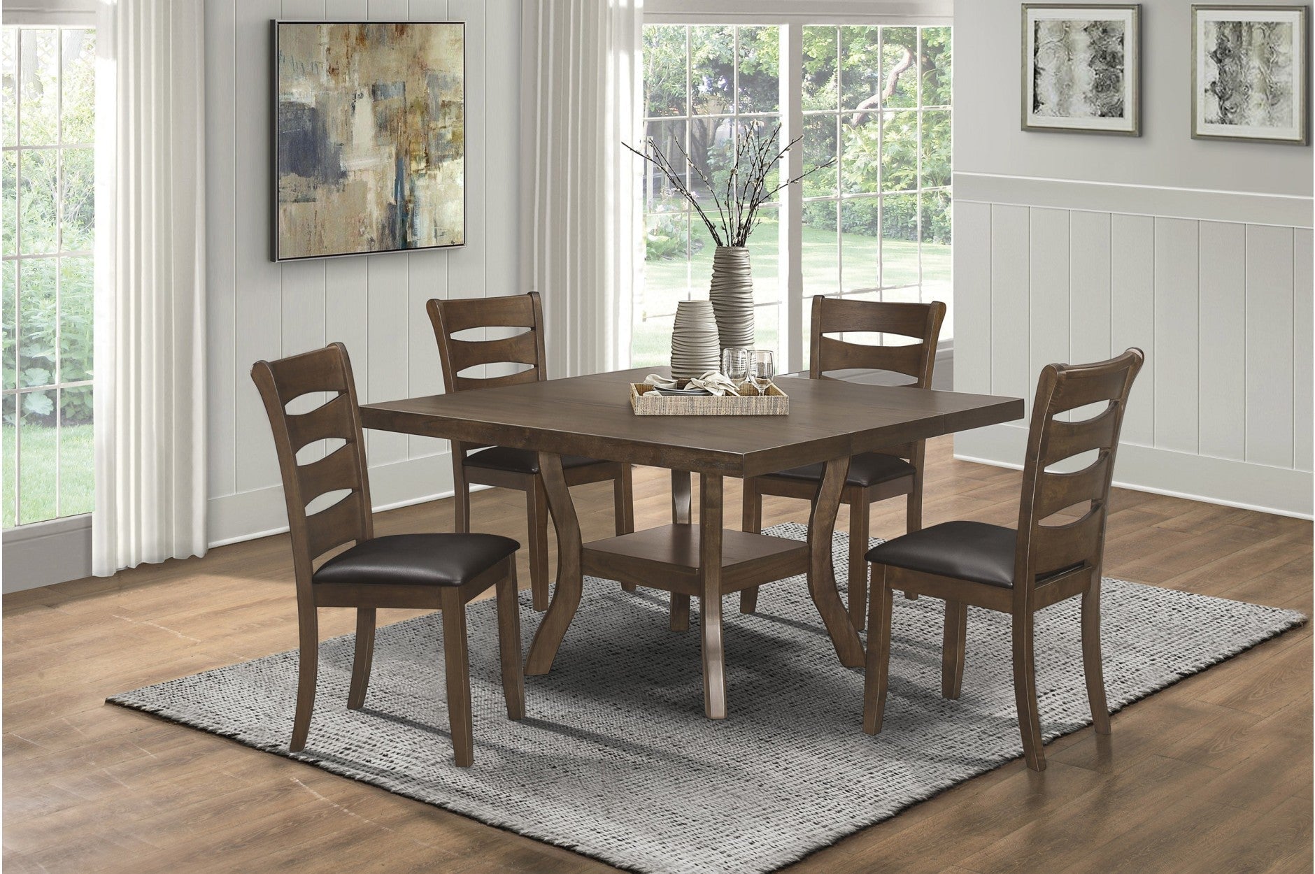 7-Piece Dining Set with Folding Butterfly Leaf & Under Table Shelf - Expandable Space-Saving Table for Small Kitchens, Apartments & Dining Rooms