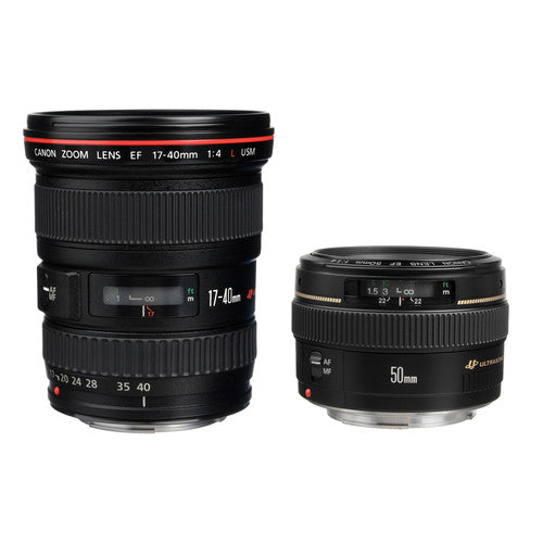 Canon EF 50mm f/1.4 USM & EF 17-40mm f/4L USM Lens Bundle - Professional Photography Kit for Portraits, Landscapes & Travel - Perfect for DSLR Cameras
