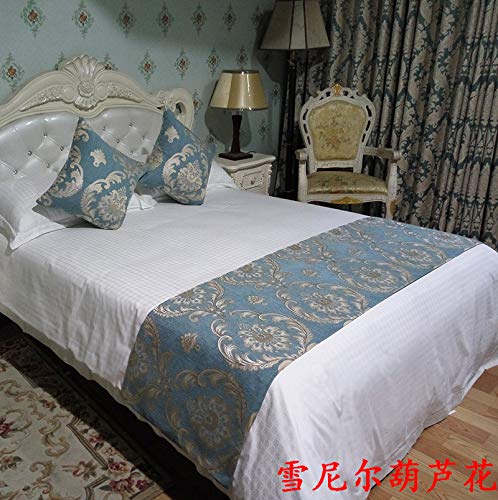 Premium Chenille Bed Runner - Nordic European Luxury Bedspread for Home & Hotel - Modern High-End Design with Gourd Flower Pattern - 1.8m Length - Perfect for Master Bedrooms, Guest Rooms & Luxury Hotels