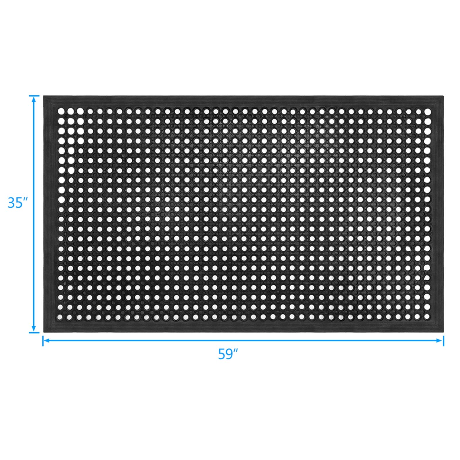 Anti-Fatigue Non-Slip Rubber Floor Mat - Heavy Duty Drainage Mats for Kitchen, Bathroom, Garage & Garden - Commercial Grade 60