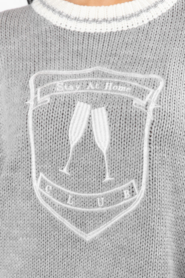 Stay At Home Club Grey Sweater - Cozy & Stylish Pullover for Women & Men | Perfect for Lounging, Casual Outings & Cold Weather