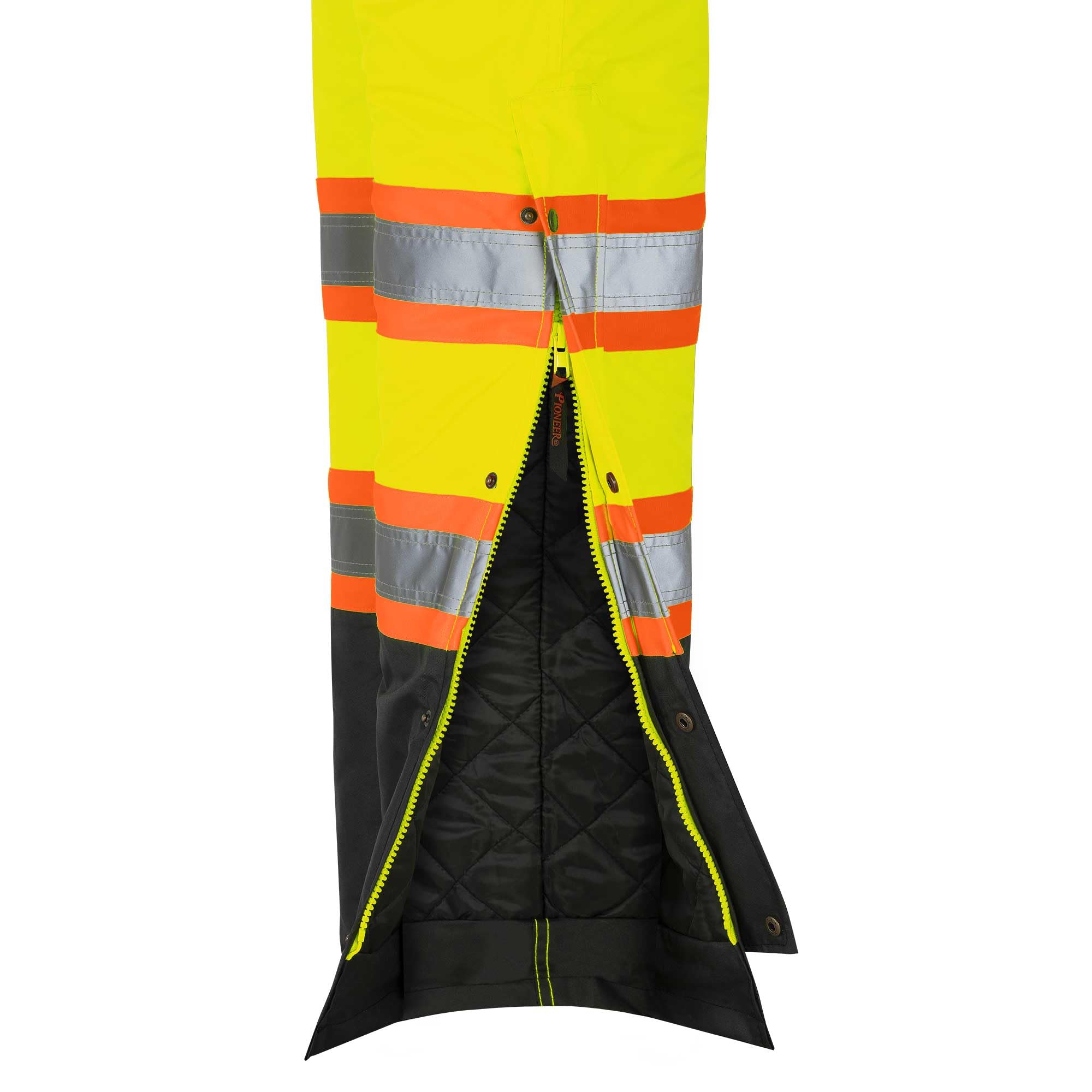 Pioneer High Visibility Waterproof Bib Overalls for Men & Women - Insulated Safety Work Pants with Reflective Strips - Ideal for Construction, Road Work & Outdoor Winter Jobs