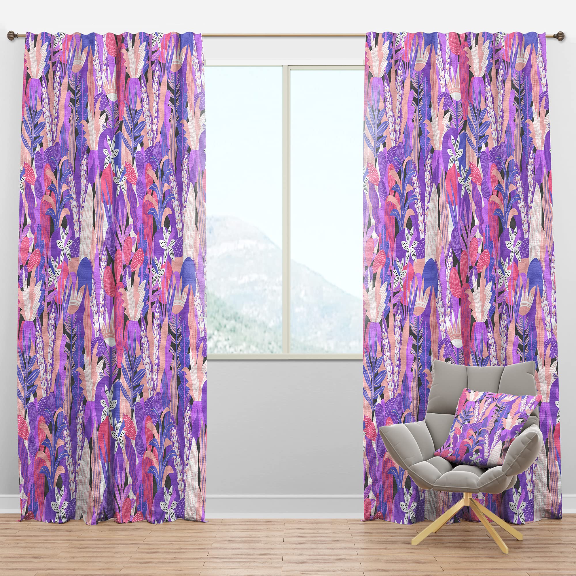 Fantasy Flowers in Purple Blackout Curtains - Thermal Insulated Room Darkening Drapes for Bedroom & Living Room (52x108 Inch, Single Panel) - Perfect for Sleep, Home Theater & Light Control