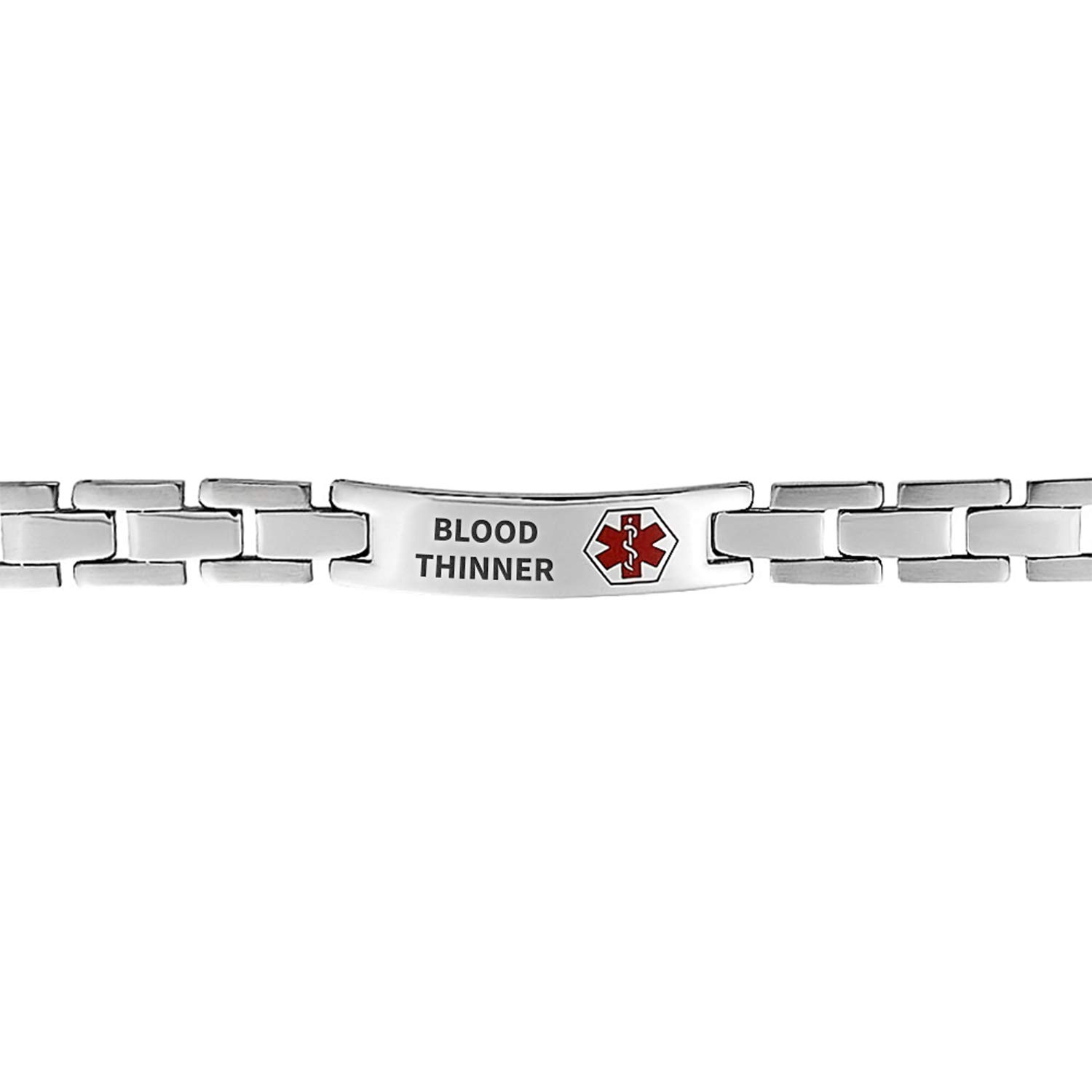 Personalized Medical ID Bracelet for Men & Teens - Stainless Steel U Link Design - 8 Inch Adjustable - Perfect for Allergies, Diabetes & Emergency Medical Identification
