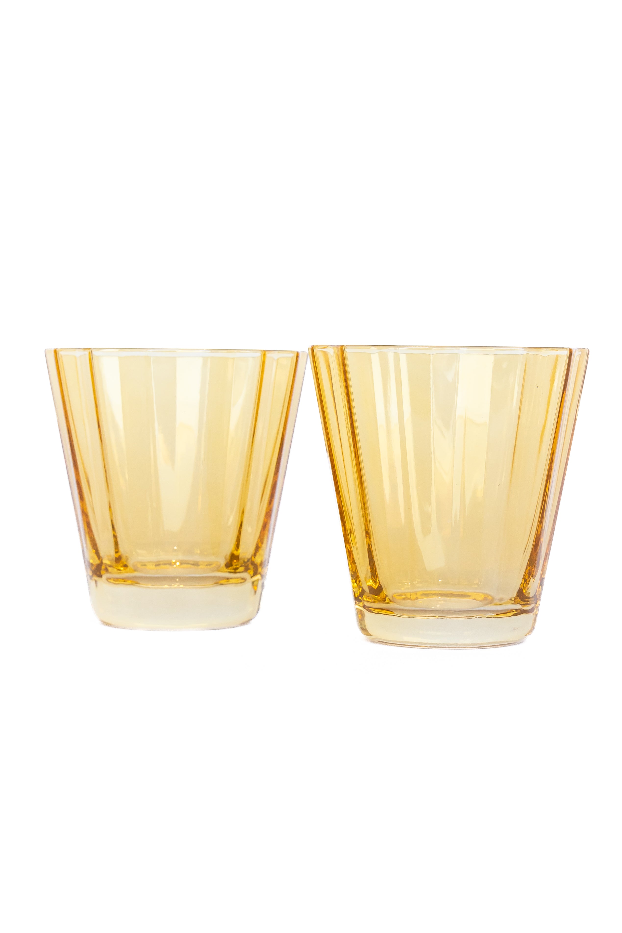 Estelle Colored Sunday Lowball Glasses - Set of 2 (Yellow) | Elegant Cocktail & Whiskey Drinking Glasses for Home Bar, Parties & Gifts