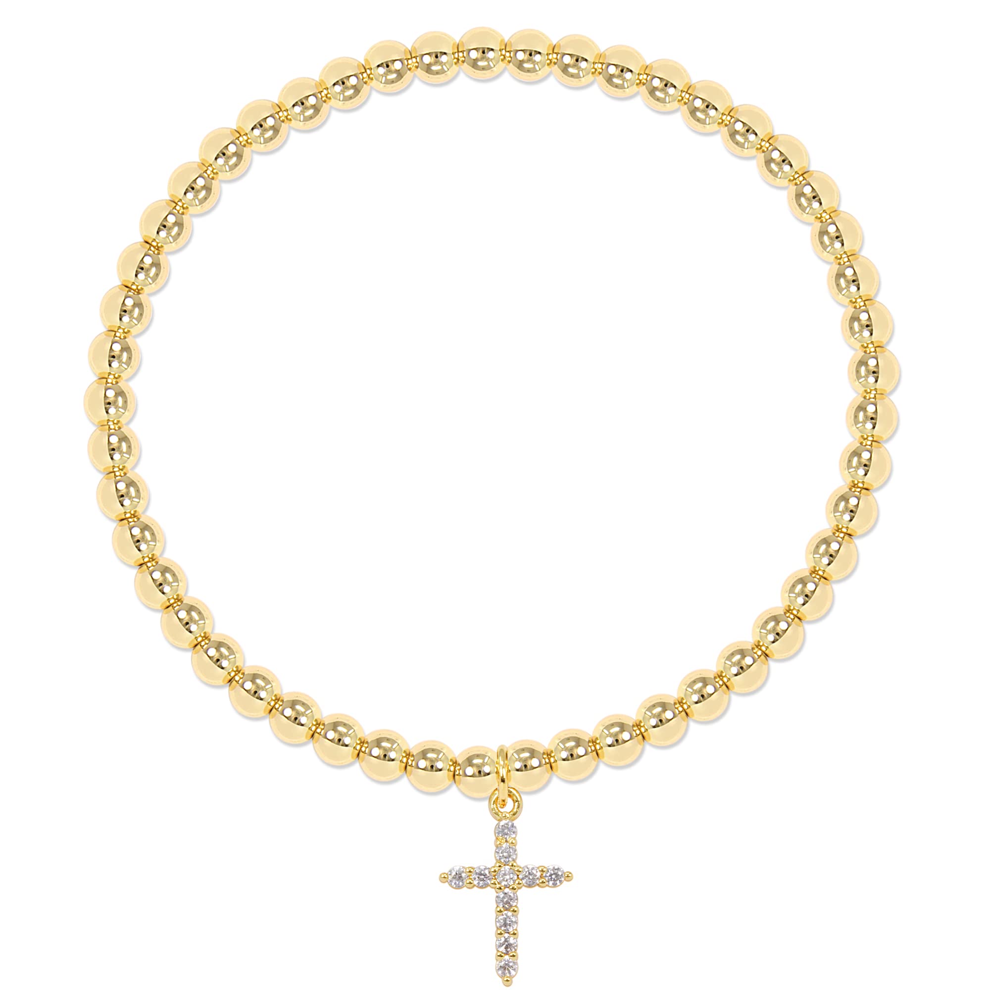 Elegant Gold & Silver Stainless Steel 4mm Beaded Stretch Bracelet for Women - Perfect for Daily Wear, Parties & Gifts