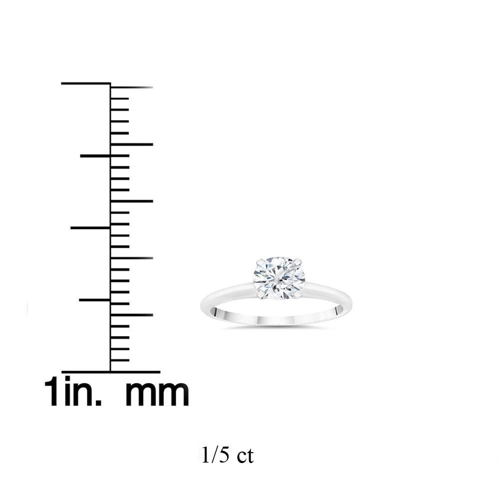 1/5 Carat Lab Created Diamond Solitaire Engagement Ring - 14K White Gold Wedding Band for Proposal, Anniversary & Bridal Jewelry Gift